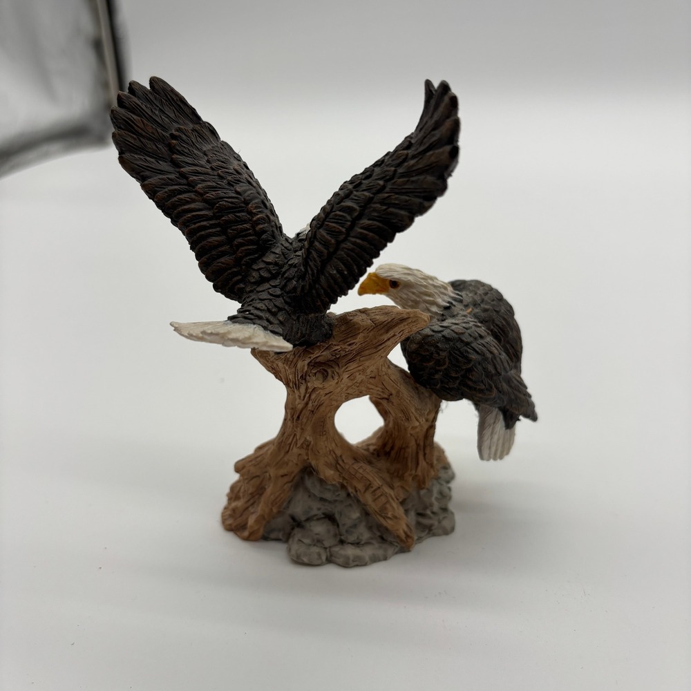 Resin Eagle‎ Figurine Two Bald Eagles Perched on Tree Branch Collectible Decor - Picture 3 of 5